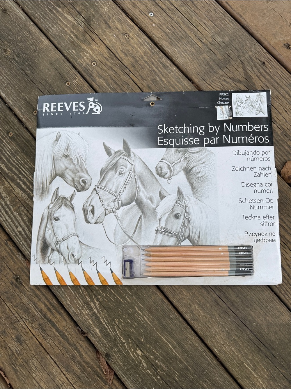 Reeves Sketching By Numbers Horses Kit - Gray Artwork